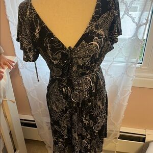 Floral Black and White Dress